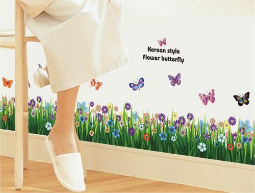 Nature Flowers Green Grass Wall Decoration Stickers Home Decoration