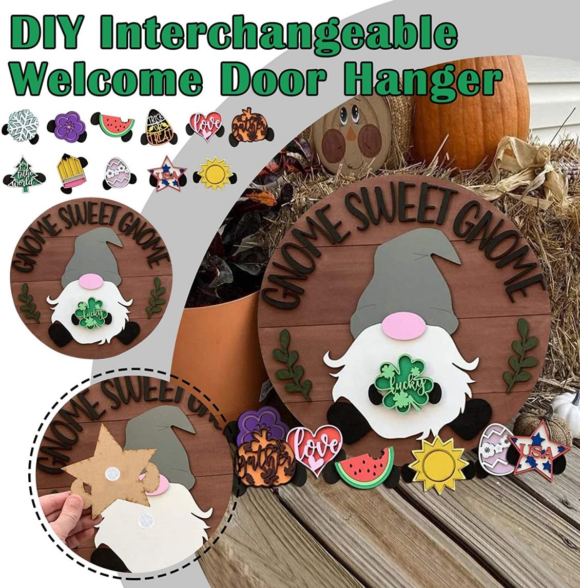 ๐ 49% OFF ๐-Cute 3D Seasonal Interchangeable Gnome Door Hanger