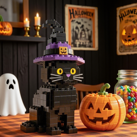 Halloween Edition - Black Cat & Pumpkin Brick Set🎃