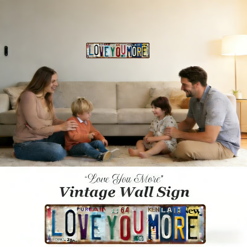 Love You More Vintage Wall Sign 💕 Perfect for Your Cozy Nook